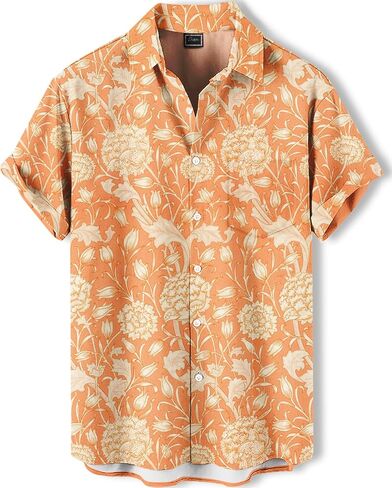 Men's Hawaiian Shirt, Novelty Tropical Graphic Print, Short Sleeve Vacation Shirt, Casual Beach Button Down in Saudi Arabia