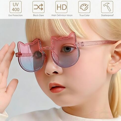 Kids Sunglasses Polarized UV Protection Lovely Pink Cat Girls Sunglasses Kitty Age 2-8 Baby in Saudi Arabia