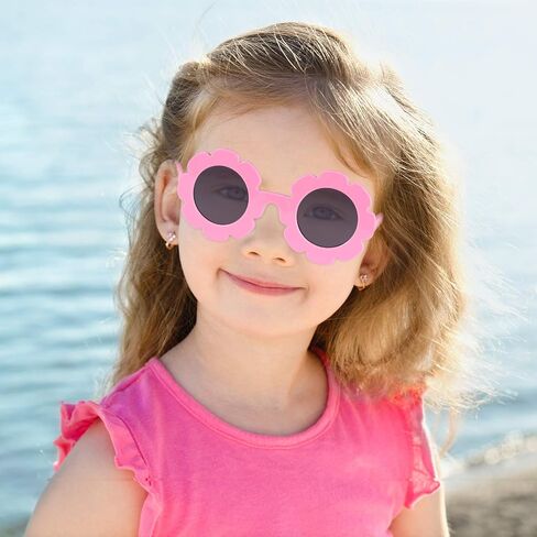 Norme 6 Pairs Kids Sunglasses Round Flower Shape Decorative Glasses for Toddler Boys Girls in Kuwait