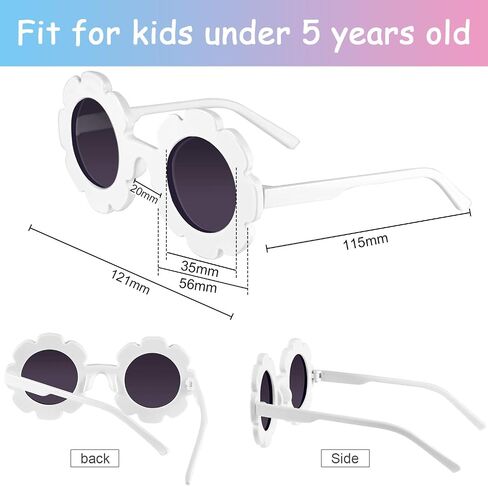 Norme 6 Pairs Kids Sunglasses Round Flower Shape Decorative Glasses for Toddler Boys Girls in Kuwait