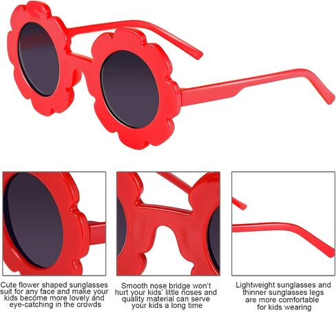 Norme 6 Pairs Kids Sunglasses Round Flower Shape Decorative Glasses for Toddler Boys Girls in Kuwait
