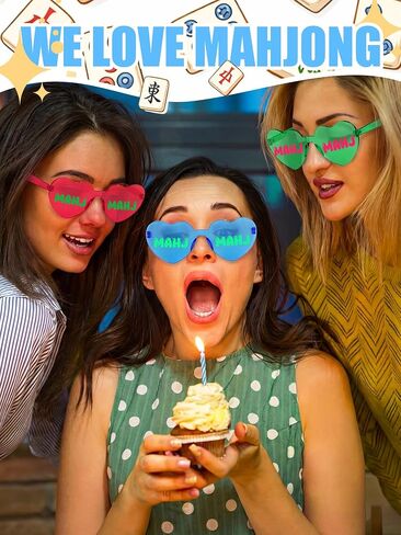 12 Pack Mahjong Sunglasses Bulk Heart Shaped Transparent Glasses MAHJ Party Favors Colorful Glasses for Man Woman Mahjong Lover MAHJ Party Decorations Supplies Mah Jong Lovers Gifts in Kuwait