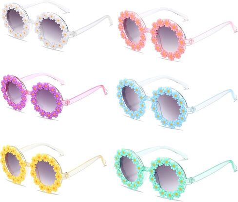 WZWLKJ Round Flower Sunglasses for Baby Girls Flower Shaped Cute Glasses UV 400 Protection Outdoor Beach Girl Boy in Kuwait