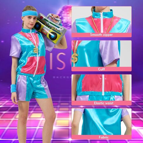 80s 90s Outfit for Women 80s Costume Hip Hop Costume Disco Retro Theme Party Outfit Hawaiian Vintage in Saudi Arabia