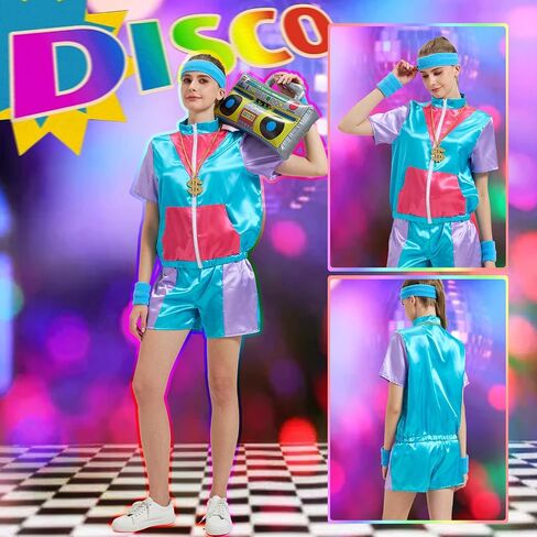 80s 90s Outfit for Women 80s Costume Hip Hop Costume Disco Retro Theme Party Outfit Hawaiian Vintage in Saudi Arabia