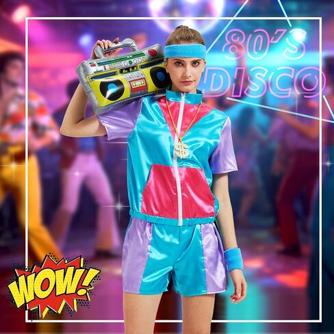 80s 90s Outfit for Women 80s Costume Hip Hop Costume Disco Retro Theme Party Outfit Hawaiian Vintage in Saudi Arabia