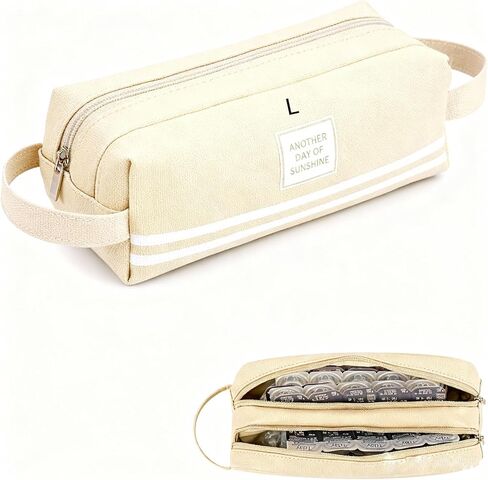 Organizer for Daily Contacts -Contact Lens Case, All-in-One Portable Travel Case with L/R Labels, Holds Up to 60 Lenses (1 Month Supply), Water-Resistant & Double Zipper Design （Green） in Kuwait