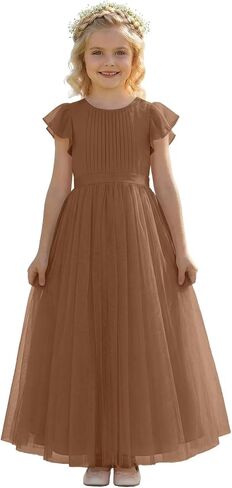 Tulle Flower Girl Dresses for Wedding Round Neck A-Line Girls First Communion Dresses for Girl Formal Pageant Dress in Kuwait