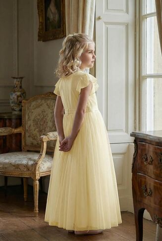 Tulle Flower Girl Dresses for Wedding Round Neck A-Line Girls First Communion Dresses for Girl Formal Pageant Dress in Kuwait