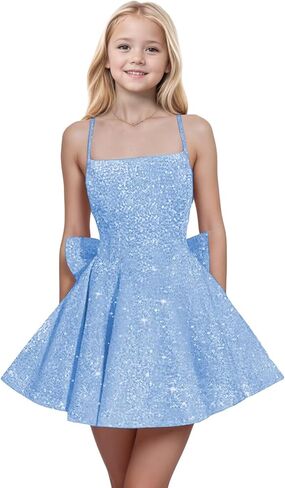 Spaghetti Straps Sequin Flower Girl Dresses for Wedding Pageant Party Bow Knot Girls Formal Dress in Saudi Arabia