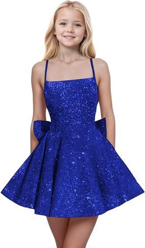 Spaghetti Straps Sequin Flower Girl Dresses for Wedding Pageant Party Bow Knot Girls Formal Dress in Saudi Arabia
