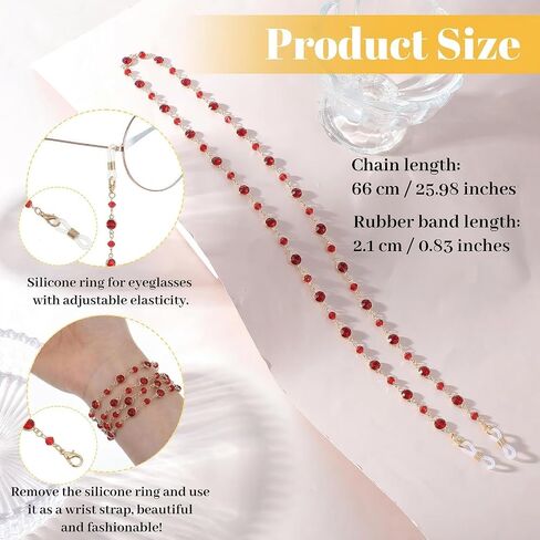 Mabor 3Pcs Eyeglass Holders Around Neck, Crystal Eyeglass Chain for Women Stylish Beaded Glasses Lanyard for Girls Men Glasses Neck Strap Vintage Reading Glass Chain with Loop Ring in Kuwait