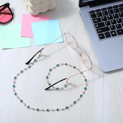 Mabor 3Pcs Eyeglass Holders Around Neck, Crystal Eyeglass Chain for Women Stylish Beaded Glasses Lanyard for Girls Men Glasses Neck Strap Vintage Reading Glass Chain with Loop Ring in Kuwait