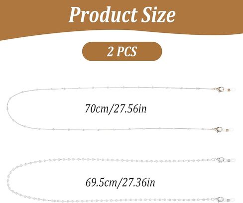 nogeqi 2pcs سلسلة النظارات للنساء، سلسلة النظارات اللؤلؤية حول الرقبة، سلاسل النظارات الشمسية قناع الوجه الحبل سيدة عجوز أنيقة نظارات القراءة الزجاجية التجنيب in Kuwait