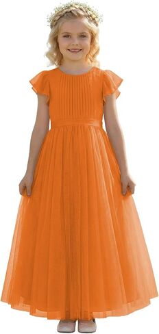 Tulle Flower Girl Dresses for Wedding Round Neck A-Line Girls First Communion Dresses for Girl Formal Pageant Dress in Kuwait