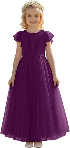 Tulle Flower Girl Dresses for Wedding Round Neck A-Line Girls First Communion Dresses for Girl Formal Pageant Dress in Kuwait