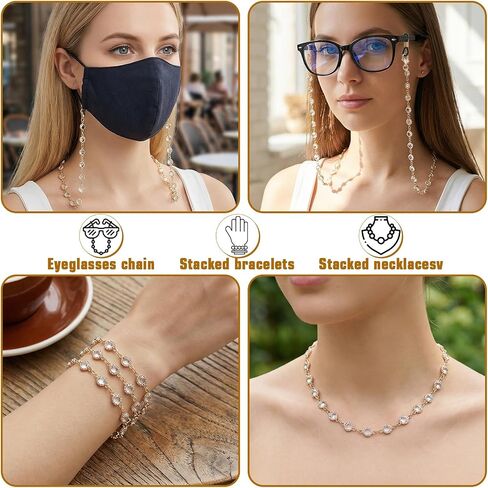 سلسلة نظارات SynHHergyx للنساء، سلاسل نظارات مطرزة للنساء، سلاسل خرز النظارات وحاملات نظارات العين حول الرقبة لحزام القراءة in Kuwait
