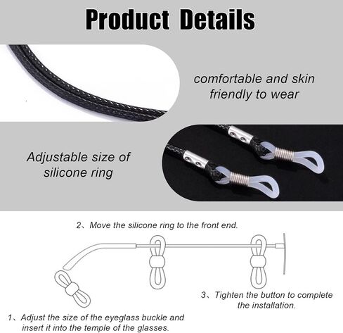 12 Pack Eye Glasses Fixation Rope, Adjustable Leather Eyeglasses Fixation Rope, Glasses Lanyard For Women Men & Kids Eye Holder Strings Around Neck in Saudi Arabia