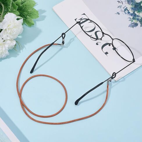 calfover 3pcs جلد البقر النظارات حزام قابل للتعديل نظارات الحبل العالمي جلد طبيعي نظارات العين الحبل سلسلة النظارات الشمسية التجنيب أصحاب سلاسل حول الرقبة للرجال النساء 3 ألوان in Kuwait