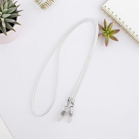 TENDYCOCO 27.5 بوصة حامل نظارات العين، حامل النظارات، سلسلة النظارات الشمعية، حزام نظارات العين، حامل سلك النظارات، أشرطة النظارات، منظم النظارات، سلسلة النظارات الشمسية البيضاء للزجاج in Kuwait
