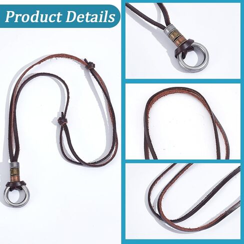GORGECRAFT Cowhide Leather Eyeglass Holder Necklace Ring Adjustable Glasses Cord Strap Reading Eyeglasses Sunglasses Chain Anti-Lost Eye Glasses Lanyard Alloy Loop O Ring for Women Men in Kuwait