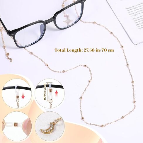 سلاسل النظارات النساء حاملات النظارات الأنيقة نجمة القمر حول الرقبة للنظارات النظارات والنظارات الشمسية سلاسل حامل سحر منع فقدان الزجاج in Kuwait