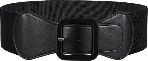 JASGOOD Women Elastic Wide Belt Stretchy Vintage Waist Belt for Dress with Fashion Square Buckle in Kuwait