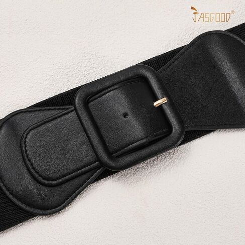 JASGOOD Women Elastic Wide Belt Stretchy Vintage Waist Belt for Dress with Fashion Square Buckle in Kuwait