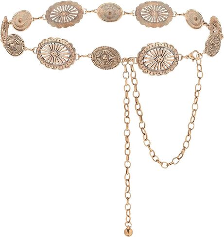 NEOREAL Western Chain Metal Belt for Women Girls Waist Belts Cowgirl Cowboy Link for Jeans Dresses Concert in Kuwait