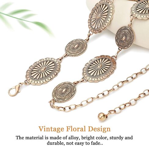 NEOREAL Western Chain Metal Belt for Women Girls Waist Belts Cowgirl Cowboy Link for Jeans Dresses Concert in Kuwait