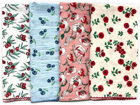 APIGANIZ 4Pcs 21"x21" Cotton Bandanas for Women, Super Soft Textured Fabric, Kerchief, Scarf for Women, Gift for Her in Saudi Arabia