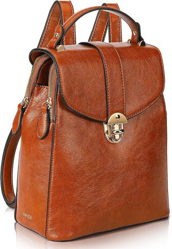 rofozzi Brown Structured Vegan Leather Backpack Purse and Handbag for Women in Saudi Arabia