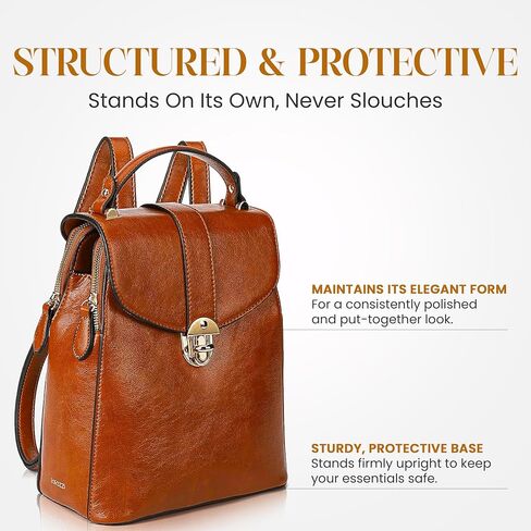 rofozzi Brown Structured Vegan Leather Backpack Purse and Handbag for Women in Saudi Arabia