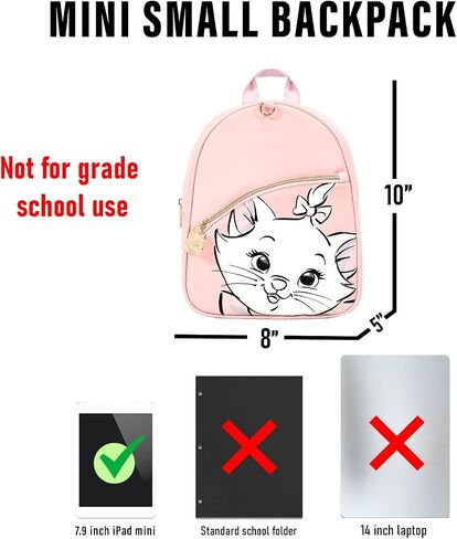 حقيبة ظهر Disney Aristocats Mini - حقيبة ظهر صغيرة حصرية من الجلد الصناعي مقاس 10 بوصات مع جيب أمامي وحزمة أزرار | يمكن تعديلها لتناسب النساء والمراهقين والفتيات والأطفال in Kuwait