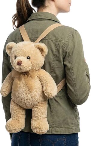 Hillban Women Faux Fur Bear Shaped Backpack Adjustable Straps Cute Plush Shoulder Bag Purse for Adults Mother's Day Gift in Kuwait
