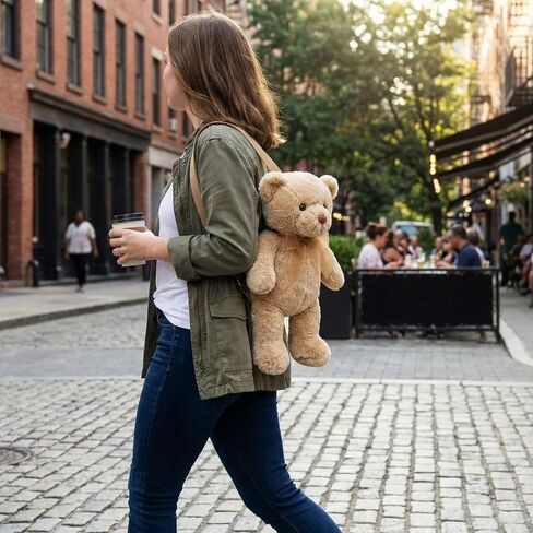 Hillban Women Faux Fur Bear Shaped Backpack Adjustable Straps Cute Plush Shoulder Bag Purse for Adults Mother's Day Gift in Kuwait