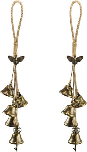 Decorative Iron Door Handle Bells with Bee Design, Set of Two Witch Bells for Home Entrance, Traditional Iron Witch Bells for Front Door in Saudi Arabia