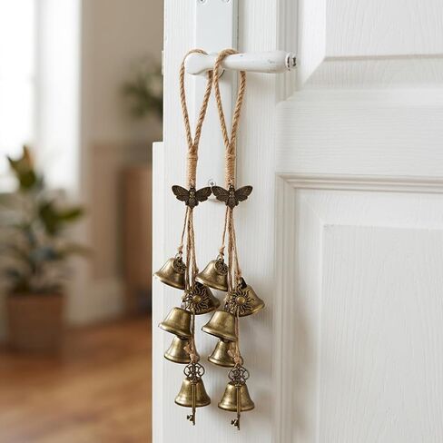 Decorative Iron Door Handle Bells with Bee Design, Set of Two Witch Bells for Home Entrance, Traditional Iron Witch Bells for Front Door in Saudi Arabia
