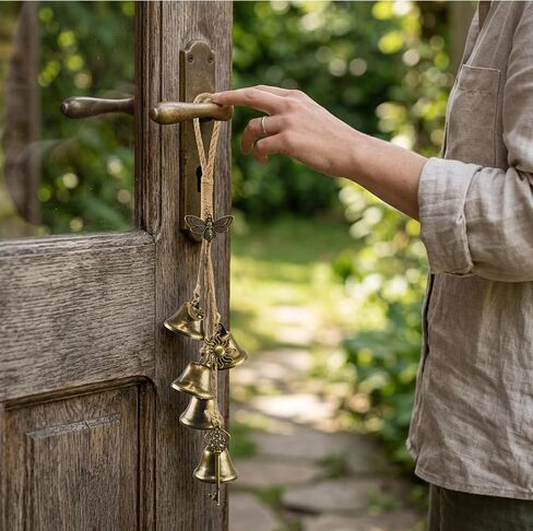 Decorative Iron Door Handle Bells with Bee Design, Set of Two Witch Bells for Home Entrance, Traditional Iron Witch Bells for Front Door in Saudi Arabia