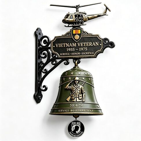Vietnam Veteran Tribute Wall Bell, 1955‑1975 Veterans Courage and Sacrifice Recognition Wall Decorative Doorbells, Applicable Yards or Memorial Spaces, Gifts for Vietnam Veteran & Veterans in Saudi Arabia