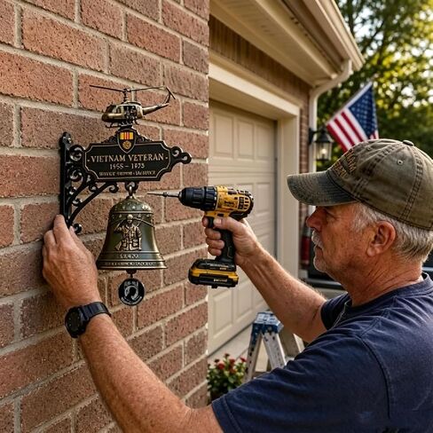 Vietnam Veteran Tribute Wall Bell, 1955‑1975 Veterans Courage and Sacrifice Recognition Wall Decorative Doorbells, Applicable Yards or Memorial Spaces, Gifts for Vietnam Veteran & Veterans in Saudi Arabia