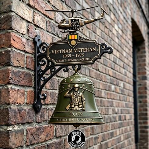 Vietnam Veteran Tribute Wall Bell, 1955‑1975 Veterans Courage and Sacrifice Recognition Wall Decorative Doorbells, Applicable Yards or Memorial Spaces, Gifts for Vietnam Veteran & Veterans in Saudi Arabia