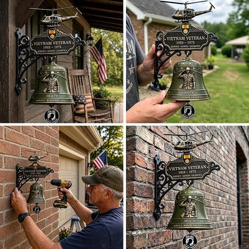 Vietnam Veteran Tribute Wall Bell, 1955‑1975 Veterans Courage and Sacrifice Recognition Wall Decorative Doorbells, Applicable Yards or Memorial Spaces, Gifts for Vietnam Veteran & Veterans in Saudi Arabia