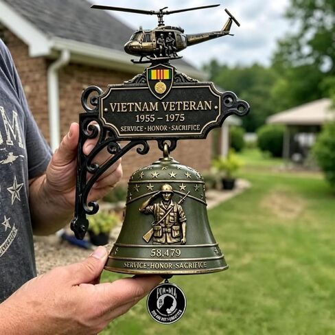 Vietnam Veteran Tribute Wall Bell, 1955‑1975 Veterans Courage and Sacrifice Recognition Wall Decorative Doorbells, Applicable Yards or Memorial Spaces, Gifts for Vietnam Veteran & Veterans in Saudi Arabia