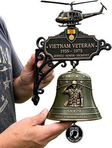 Vietnam Veteran Tribute Wall Bell, 1955‑1975 Veterans Courage and Sacrifice Recognition Wall Decorative Doorbells, Applicable Yards or Memorial Spaces, Gifts for Vietnam Veteran & Veterans in Saudi Arabia
