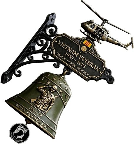Vietnam Veteran Tribute Wall Bell, 1955‑1975 Veterans Courage and Sacrifice Recognition Wall Decorative Doorbells, Applicable Yards or Memorial Spaces, Gifts for Vietnam Veteran & Veterans in Saudi Arabia