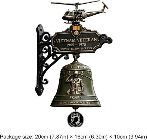 Vietnam Veteran Tribute Wall Bell, 1955‑1975 Veterans Courage and Sacrifice Recognition Wall Decorative Doorbells, Applicable Yards or Memorial Spaces, Gifts for Vietnam Veteran & Veterans in Saudi Arabia
