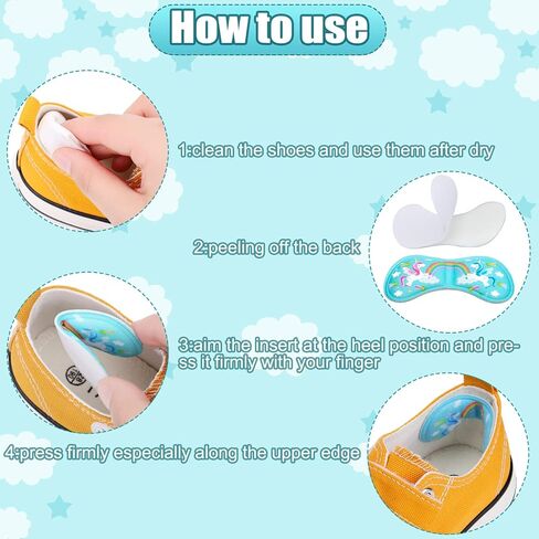 Geyoga 12 Pieces Kids Shoe Inserts Extra Sticky Heel Grips Cute Soft Heel Pads for Loose Shoes Prevent Skin Rubbing and Blister for Toddlers Girls Boys(Unicorn Style) in Saudi Arabia