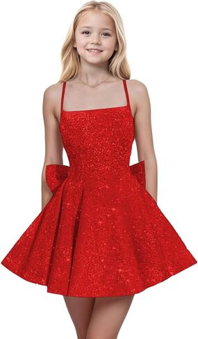 Spaghetti Straps Sequin Flower Girl Dresses for Wedding Pageant Party Bow Knot Girls Formal Dress in Saudi Arabia