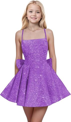 Spaghetti Straps Sequin Flower Girl Dresses for Wedding Pageant Party Bow Knot Girls Formal Dress in Saudi Arabia